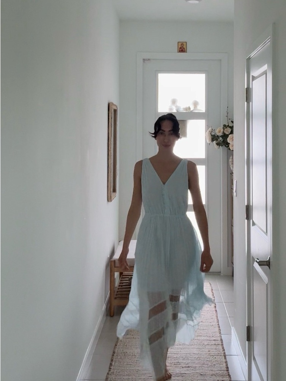 The Kooples Pale Blue V-Neck Sleeveless Maxi Dress